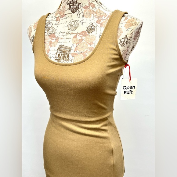 OPEN EDIT Khaki tank scoop neck bodycon midi dress size XS.‎ - Picture 2 of 16